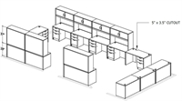 Picture of PEBLO Space Planning, 12 Person Office Desk Workstation with Overhead Storage