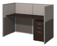 Picture of Contemporary 60" Straight Cubicle Desk Privacy Workstation  with Filing Cabinet