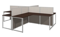 Picture of Contemporary Cluster of 4 Person L Shape Privacy Cubicle Desk Workstation
