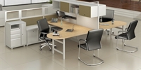 Picture of PEBLO Cluster of 2 Person, Contemporary U Shape Cubicle Office Desk Workstation with Filing and Wardrobe